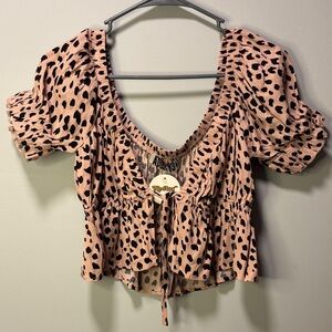 NWT‎ Audrey 3+1 Leopard Print Tie Crop Top